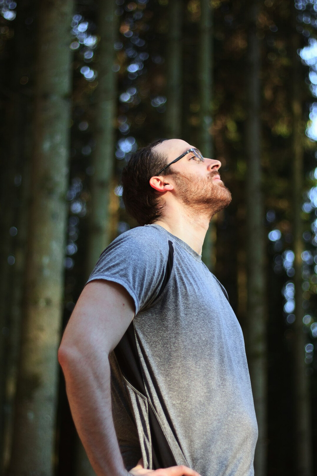 person practicing deep breathing